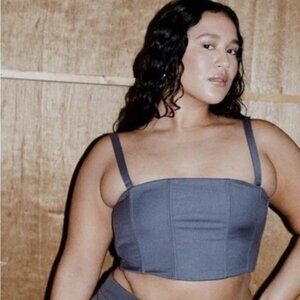 NEW Wildfang Empower Corset Grey Plus Strapless Lace Up 3X NWT (NO STRAPS)